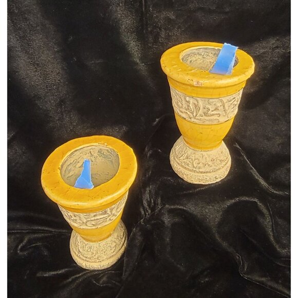 Vintage Chalice Candle Holders with a Greek Key Pattern - Picture 3 of 16